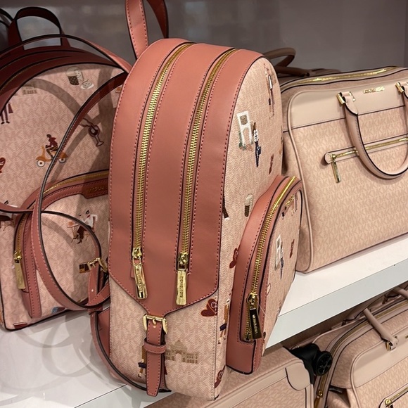 MICHAEL KORS JET SET GIRLS JAYCEE LARGE ZIP PACKED BACKPACK DARK POWDER BLUSH ML - Picture 8 of 16